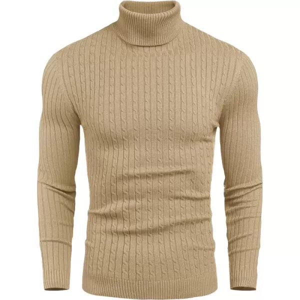 COOFANDY Men's Slim Fit Turtleneck Sweater Casual Twist Patterned Pullover Knitted Sweaters