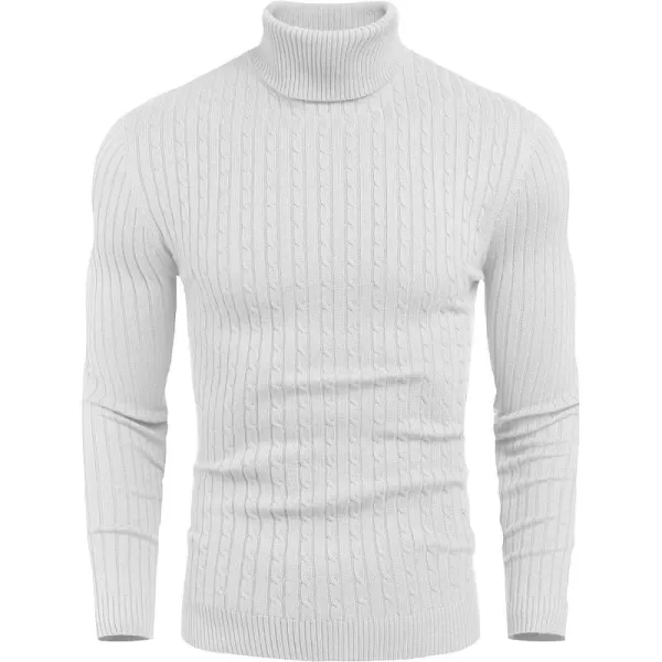 COOFANDY Men's Slim Fit Turtleneck Sweater Casual Twist Patterned Pullover Knitted Sweaters