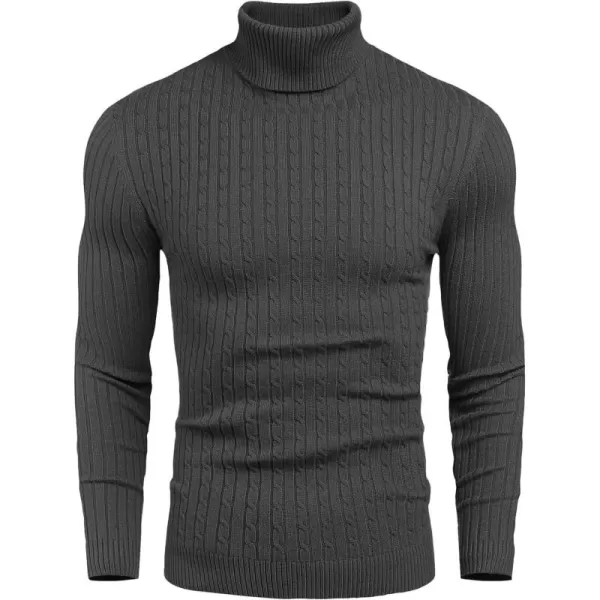 COOFANDY Men's Slim Fit Turtleneck Sweater Casual Twist Patterned Pullover Knitted Sweaters
