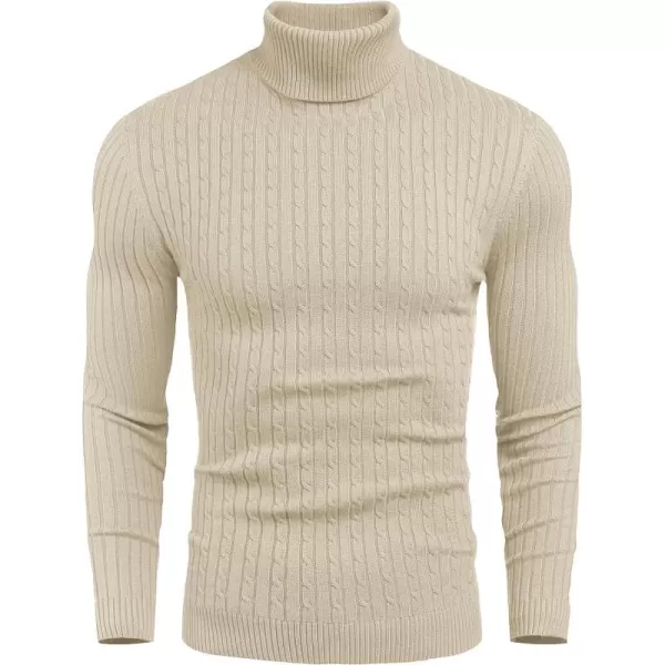 COOFANDY Men's Slim Fit Turtleneck Sweater Casual Twist Patterned Pullover Knitted Sweaters