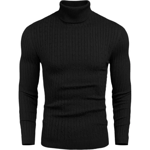 COOFANDY Men's Slim Fit Turtleneck Sweater Casual Twist Patterned Pullover Knitted Sweaters