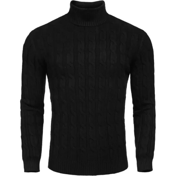 COOFANDY Men's Slim Fit Turtleneck Sweater Casual Twisted Knitted Pullover Sweaters