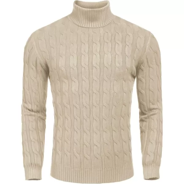 COOFANDY Men's Slim Fit Turtleneck Sweater Casual Twisted Knitted Pullover Sweaters