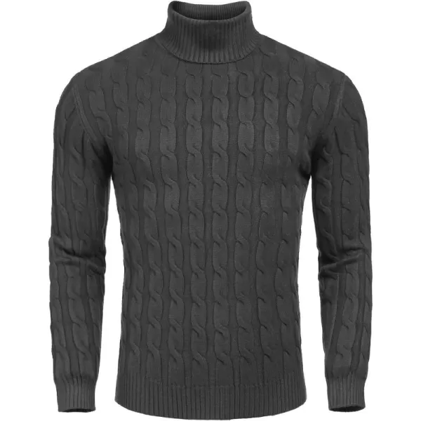 COOFANDY Men's Slim Fit Turtleneck Sweater Casual Twisted Knitted Pullover Sweaters