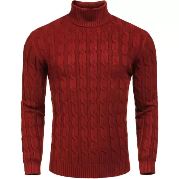 COOFANDY Men's Slim Fit Turtleneck Sweater Casual Twisted Knitted Pullover Sweaters