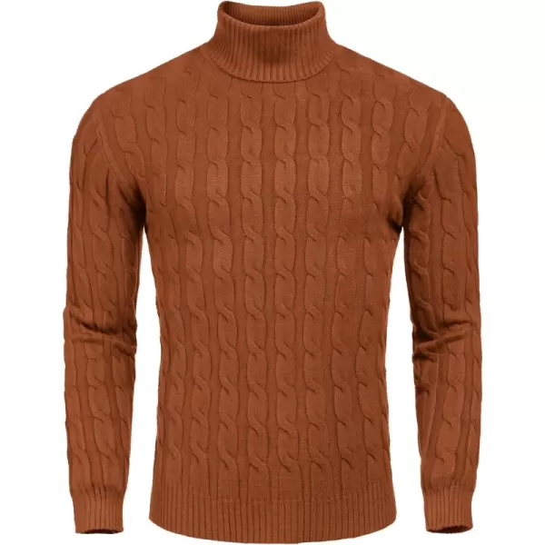 COOFANDY Men's Slim Fit Turtleneck Sweater Casual Twisted Knitted Pullover Sweaters