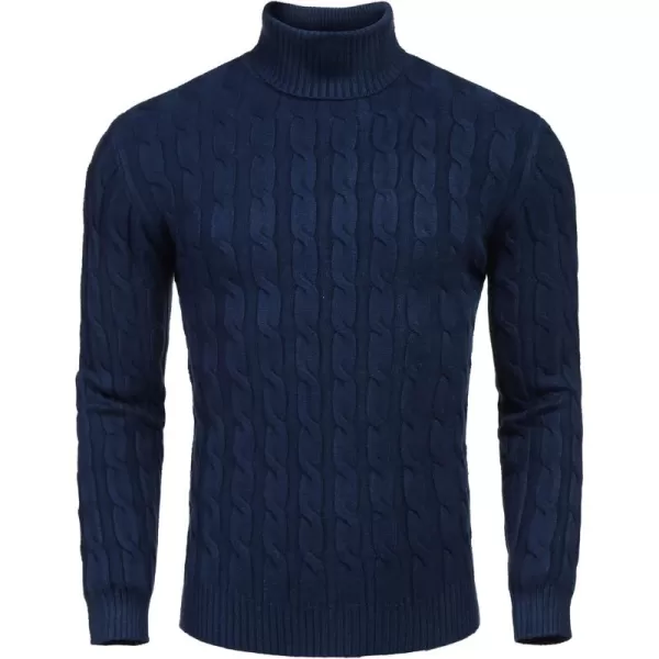 COOFANDY Men's Slim Fit Turtleneck Sweater Casual Twisted Knitted Pullover Sweaters