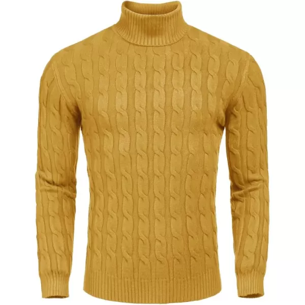 COOFANDY Men's Slim Fit Turtleneck Sweater Casual Twisted Knitted Pullover Sweaters
