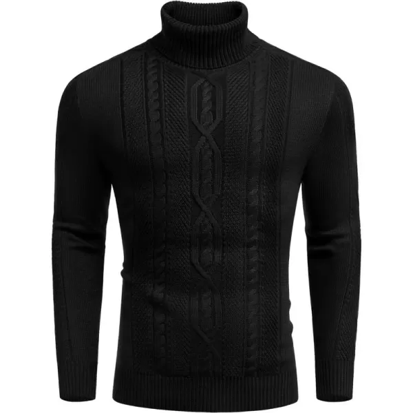COOFANDY Men's Slim Fit Turtleneck Sweater Casual Warm Twisted Knitted Pullover Sweaters