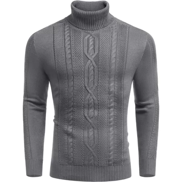 COOFANDY Men's Slim Fit Turtleneck Sweater Casual Warm Twisted Knitted Pullover Sweaters