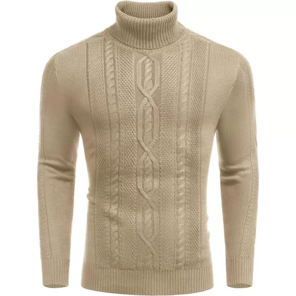 COOFANDY Men's Slim Fit Turtleneck Sweater Casual Warm Twisted Knitted Pullover Sweaters