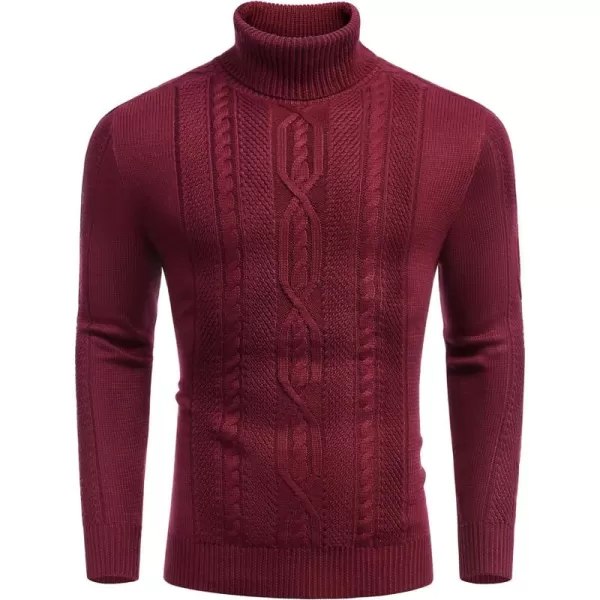 COOFANDY Men's Slim Fit Turtleneck Sweater Casual Warm Twisted Knitted Pullover Sweaters