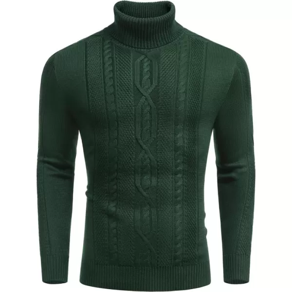 COOFANDY Men's Slim Fit Turtleneck Sweater Casual Warm Twisted Knitted Pullover Sweaters