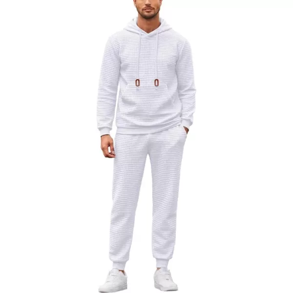 COOFANDY Men's Sweatsuits Sets 2 Piece Outfits Hooded Athletic Tracksuit Plaid Jacquard Jogging Suit Set