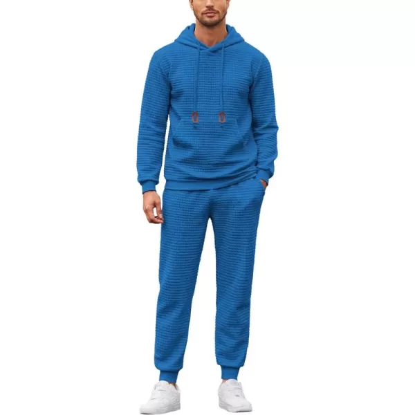 COOFANDY Men's Sweatsuits Sets 2 Piece Outfits Hooded Athletic Tracksuit Plaid Jacquard Jogging Suit Set