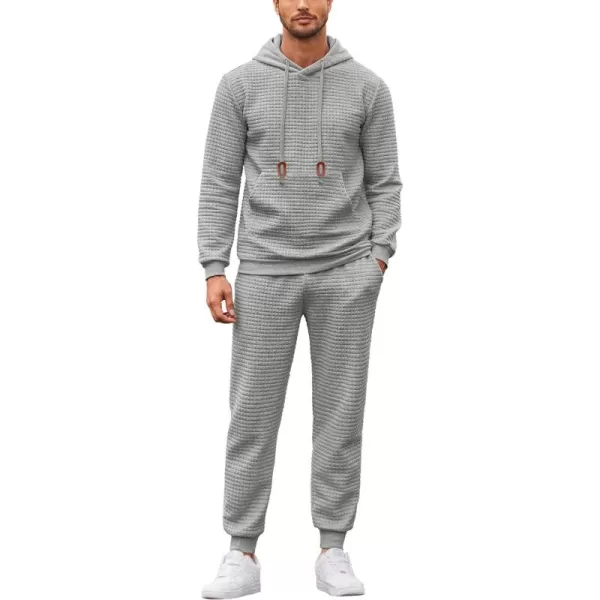 COOFANDY Men's Sweatsuits Sets 2 Piece Outfits Hooded Athletic Tracksuit Plaid Jacquard Jogging Suit Set