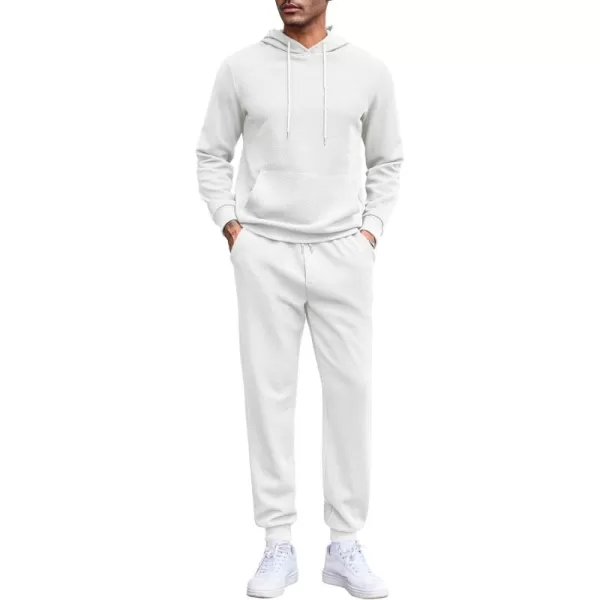 COOFANDY Men's Tracksuits 2 Pieces Waffle Hoodies Sweatsuit Sets Sports Jogging Suit Set
