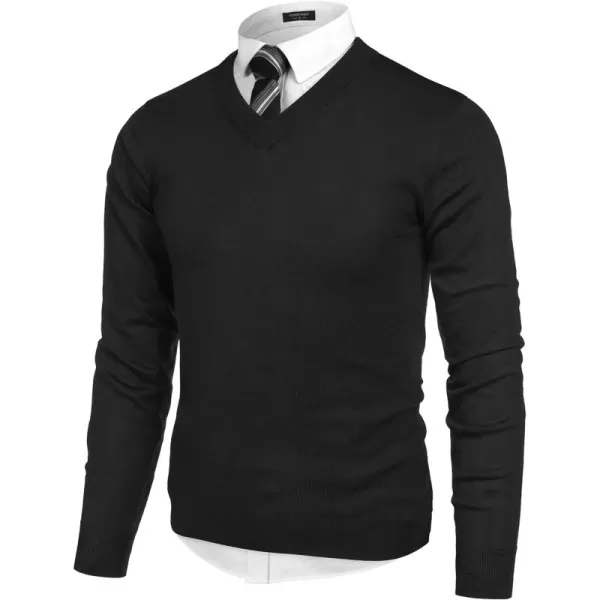 COOFANDY Mens V Neck Dress Sweater Long Sleeve Slim Fit Fashion Pullover Sweater