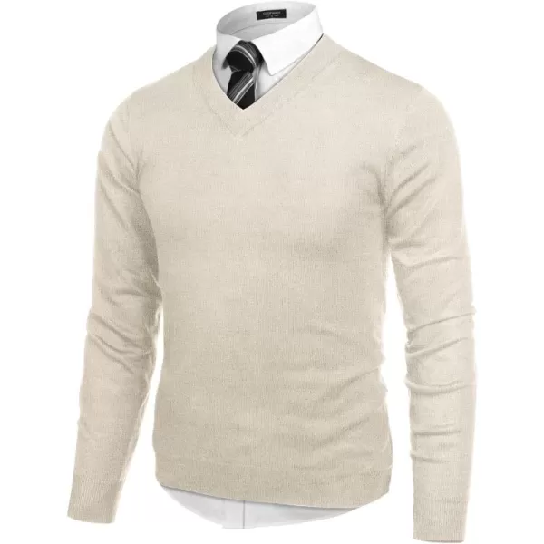 COOFANDY Mens V Neck Dress Sweater Long Sleeve Slim Fit Fashion Pullover Sweater