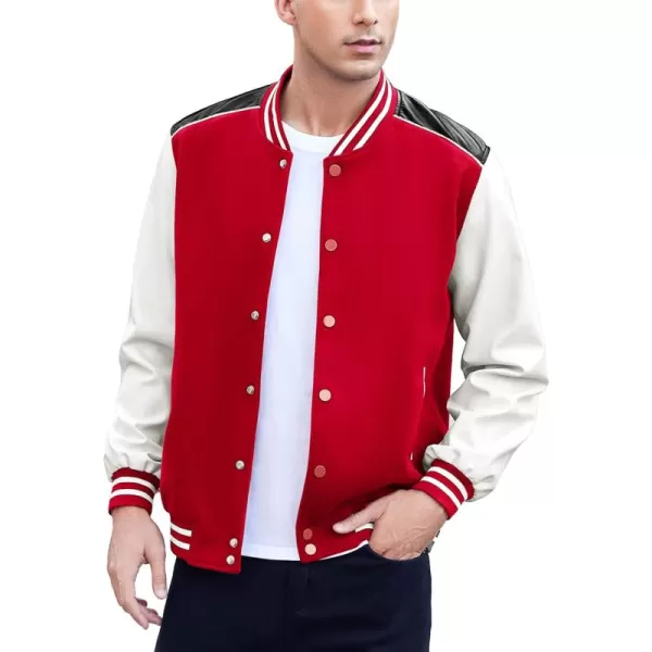 COOFANDY Mens Varsity Jacket Casual Leather Sleeve Baseball Letterman Bomber Jacket Coat