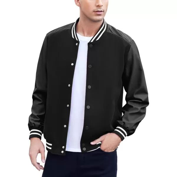 COOFANDY Mens Varsity Jacket Casual Leather Sleeve Baseball Letterman Bomber Jacket Coat