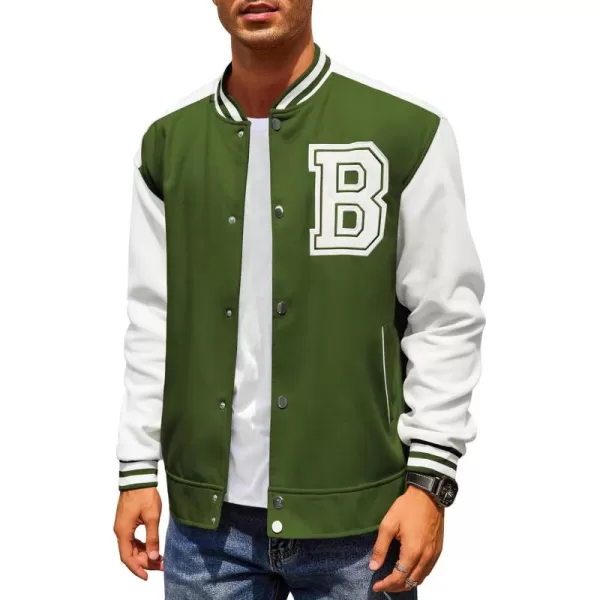 COOFANDY Men's Varsity Jackets Wool Blend Letterman Baseball Lightweight Bomber Jacket
