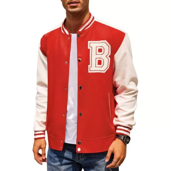 COOFANDY Men's Varsity Jackets Wool Blend Letterman Baseball Lightweight Bomber Jacket