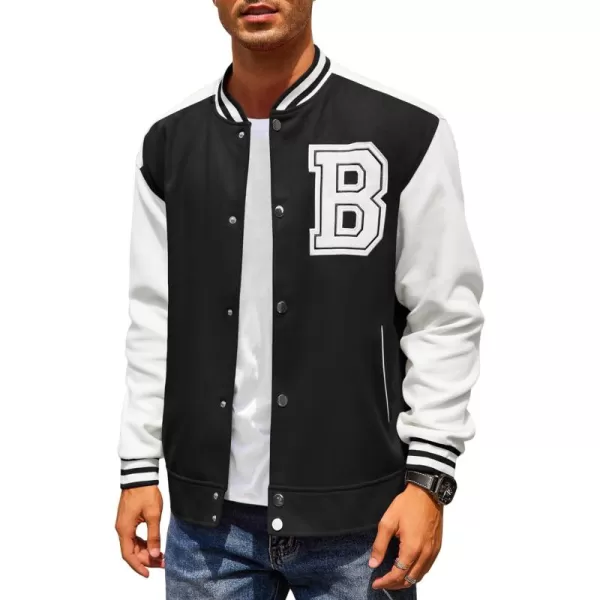 COOFANDY Men's Varsity Jackets Wool Blend Letterman Baseball Lightweight Bomber Jacket