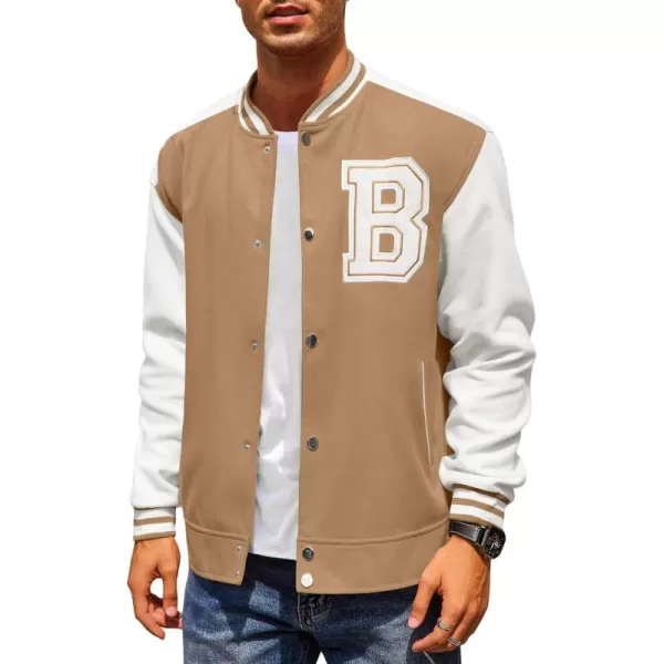 COOFANDY Men's Varsity Jackets Wool Blend Letterman Baseball Lightweight Bomber Jacket
