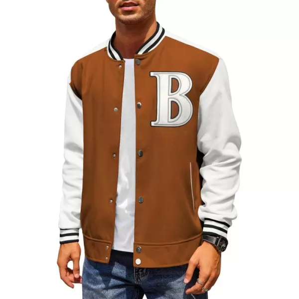 COOFANDY Men's Varsity Jackets Wool Blend Letterman Baseball Lightweight Bomber Jacket