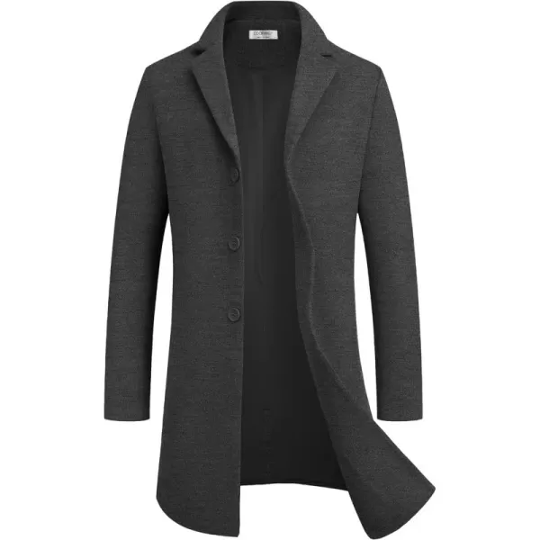 COOFANDY Mens Wool Blend Coat Winter Trench Coats Notched Lapel Collar Single Breasted Overcoat Classic Peacoat With Pockets