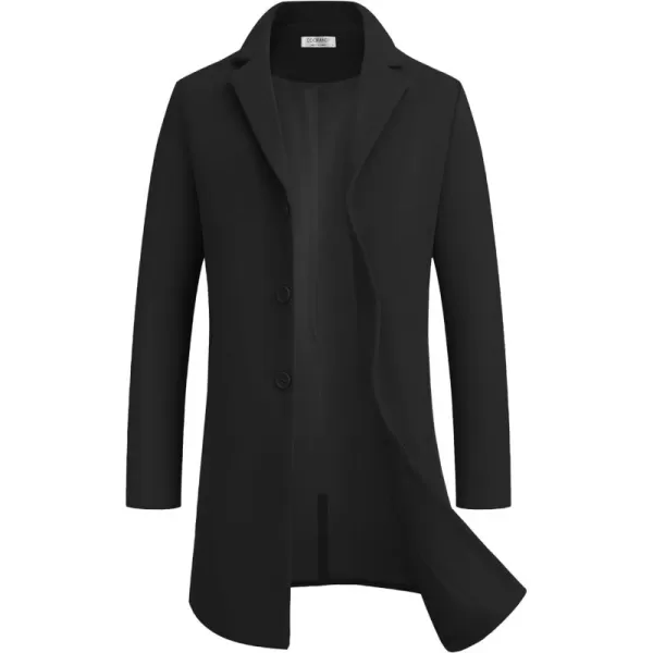 COOFANDY Mens Wool Blend Coat Winter Trench Coats Notched Lapel Collar Single Breasted Overcoat Classic Peacoat With Pockets