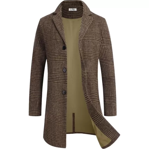 COOFANDY Mens Wool Blend Coat Winter Trench Coats Notched Lapel Collar Single Breasted Overcoat Classic Peacoat With Pockets