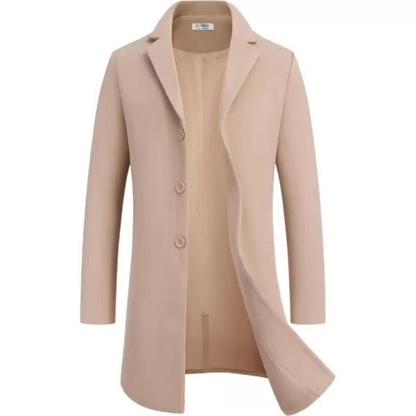 COOFANDY Mens Wool Blend Coat Winter Trench Coats Notched Lapel Collar Single Breasted Overcoat Classic Peacoat With Pockets