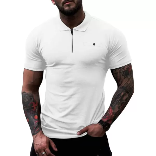 COOFANDY Men's Zipper Polo Shirts Short Sleeve Golf Shirt Slim Fit Casual T Shirts with Pocket