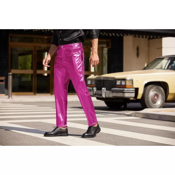 COOFANDY Mens Metallic Shiny Jeans 70‘s Party Dance Disco Nightclub Pants Straight Leg Trousers