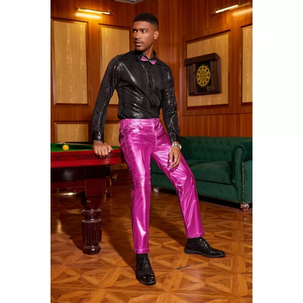 COOFANDY Mens Metallic Shiny Jeans 70‘s Party Dance Disco Nightclub Pants Straight Leg Trousers