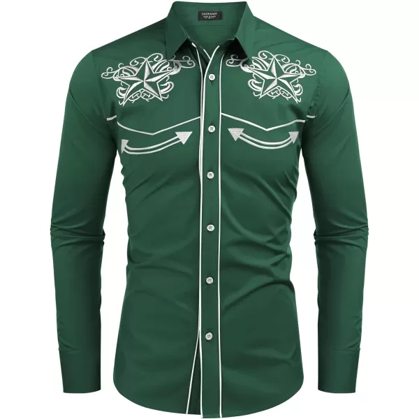 COOFANDY Men's Western Shirts Long Sleeve Slim Fit Embroideres Cowboy Casual Button Down Shirt)