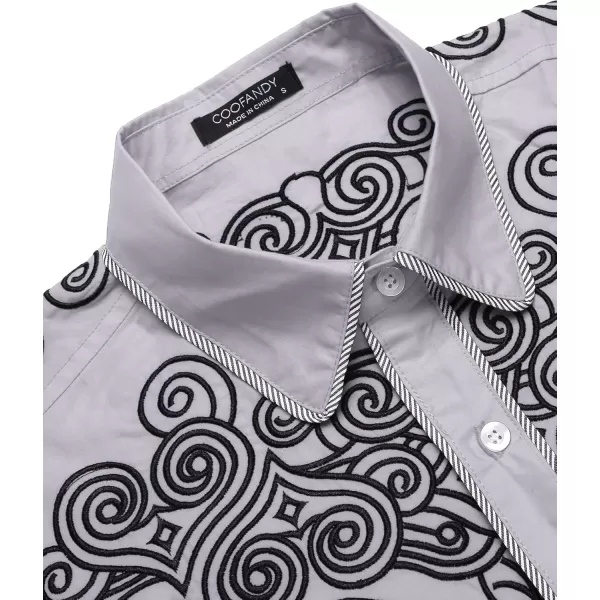 COOFANDY Men's Western Shirts Long Sleeve Slim Fit Embroideres Cowboy Casual Button Down Shirt)