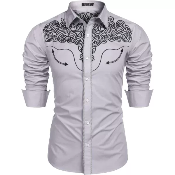COOFANDY Men's Western Shirts Long Sleeve Slim Fit Embroideres Cowboy Casual Button Down Shirt)