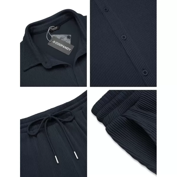 COOFANDY Men's 2 Piece Outfit Casual Short Sleeve Button Down Shirt Beach Summer Loose Pant Sets