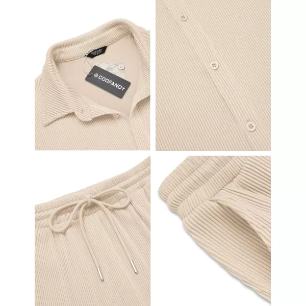 COOFANDY Men's 2 Piece Outfit Casual Short Sleeve Button Down Shirt Beach Summer Loose Pant Sets