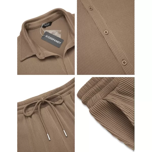 COOFANDY Men's 2 Piece Outfit Casual Short Sleeve Button Down Shirt Beach Summer Loose Pant Sets
