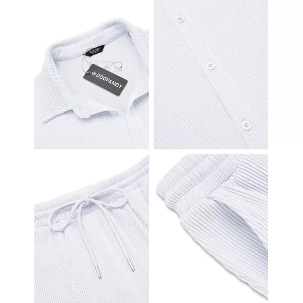 COOFANDY Men's 2 Piece Outfit Casual Short Sleeve Button Down Shirt Beach Summer Loose Pant Sets