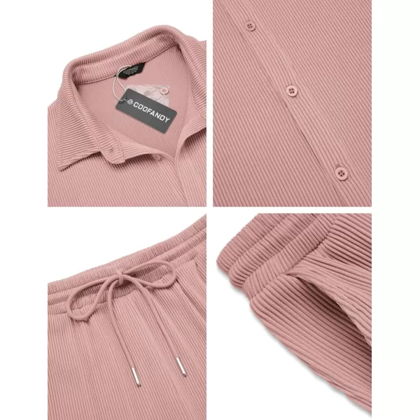 COOFANDY Men's 2 Piece Outfit Casual Short Sleeve Button Down Shirt Beach Summer Loose Pant Sets