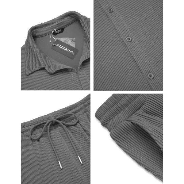 COOFANDY Men's 2 Piece Outfit Casual Short Sleeve Button Down Shirt Beach Summer Loose Pant Sets
