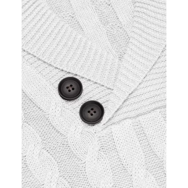COOFANDY Men's Shawl Collar Pullover Sweater Slim Fit Casual Button Cable Knit Sweaters
