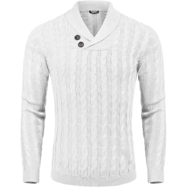 COOFANDY Men's Shawl Collar Pullover Sweater Slim Fit Casual Button Cable Knit Sweaters