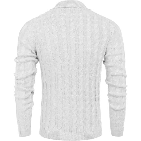 COOFANDY Men's Shawl Collar Pullover Sweater Slim Fit Casual Button Cable Knit Sweaters