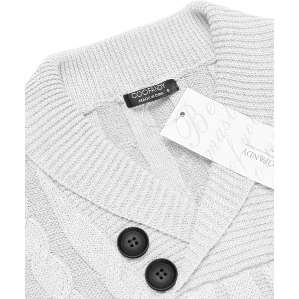 COOFANDY Men's Shawl Collar Pullover Sweater Slim Fit Casual Button Cable Knit Sweaters